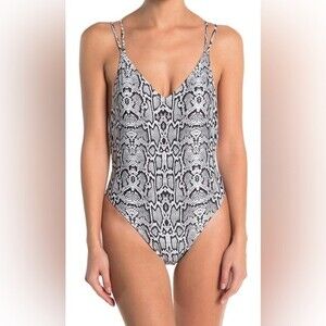 Kendall + Kylie Women's Snake Animal Print Open Back One Piece Swimsuit Bikini S